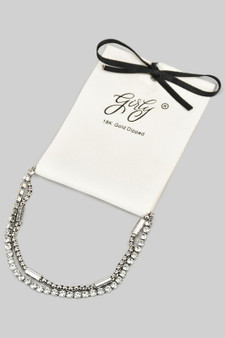 Stainless Steel Layered Cz And Chain Bracelet