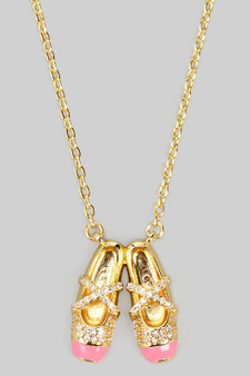 Lacquered Pave Ballet Slipper Pendant Necklace