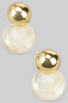 Round Post Earrings With Resin Acrylic