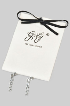 18K Gold Dipped Round Cz Bar Drop Earrings