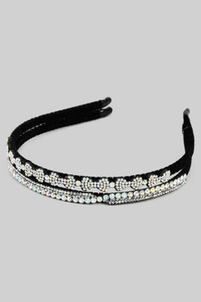 Two Piece Bow Rhinestone Headband Set