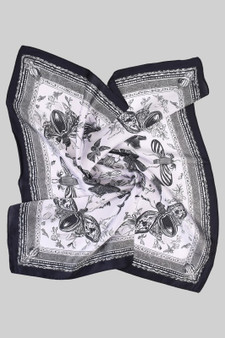 Silky Monochromatic Moth Print Scarf