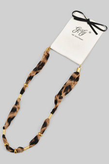 Leopard Fabric Wrapped Chain Necklace