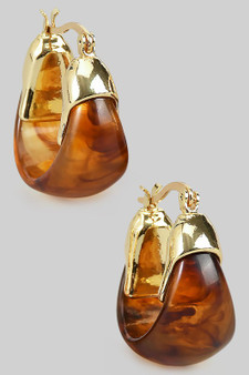 Lavish Marbled Acrylic Hinge Hoops