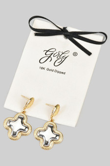 18K Gold Dipped Two Tone Quatrefoil Earrings