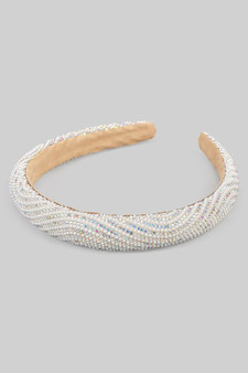 Wavy Rhinestone And Pearly Beaded Headband