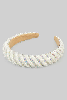 Pearl And Rhinstone Striped Headband