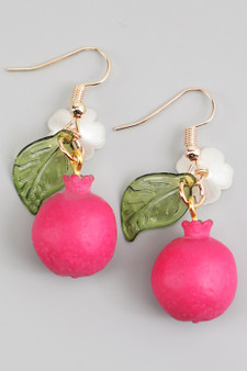 Pomegranate Drop Earrings With Flower