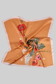 Flower Print Silky Square Scarf