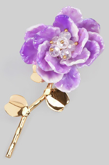 Marbled Acrylic Purple Rose Brooch