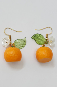 Orange Drop Earrings With Flower