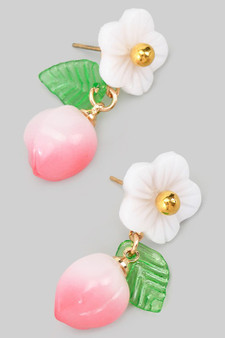 Flower Stud And Dangling Peach