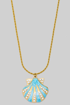 Stainless Steel Pearly Shell Pendant Necklace