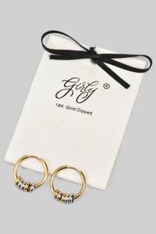 18K Gold Dipped Round Hoops With Two Tone Links