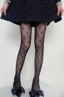Lacy Bow Print Stockings