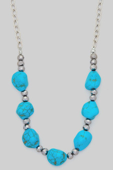 Turquoise Stone Bib Chain Necklace