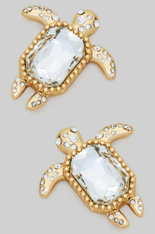 Glass Stone Turtle Studs
