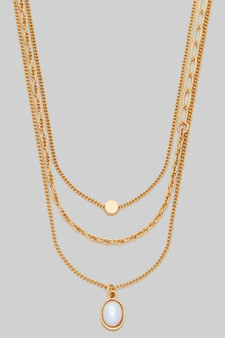 Round Pendant Three Piece Chain Necklace Set