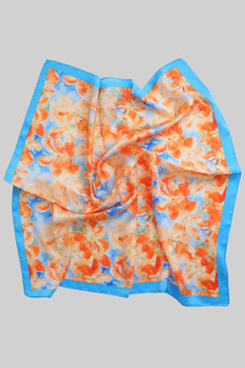 Colorful Silky Square Scarf With Flower Pattern
