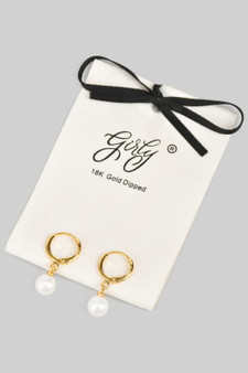 18K Gold Dipped Huggies With Pearl