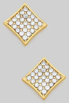 Gold Dipped Square Cz Pave Studs