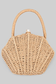 Hard Raffia Shell Handbag With Shoulder Strap
