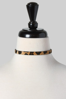 Leopard Fur Button Snap Choker