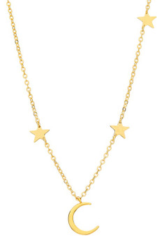 Gold Star And Moon Stationary Necklace