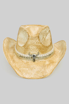 Handmade Cowboy Hat W Silver Bull And Multiple Ban