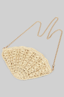 Raffia Shell Purse With Shoulder Chain