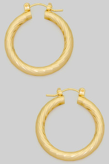 Aluminum Gold Dipped Textured Hoops - #ME774-30