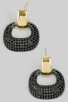 Brass Bar Studs With Cz Pave Hoop