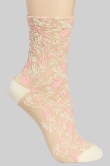 Puffy Flower Embroidered Socks