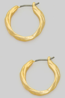 Textured Twist Brass Hoops