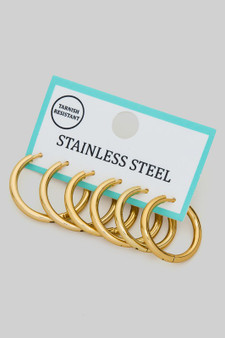 Stainless Steel Essential Three Pair Hoop Set