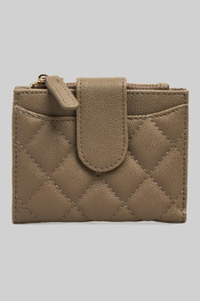 Quilted Snap Wallet With Bill Fold Zip Pouch