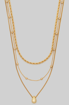18K Gold Dipped Three Layered Chain Teardrop Penda