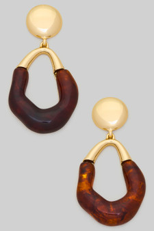 18K Gold Dipped Post Earrings With Acrylic Hoops