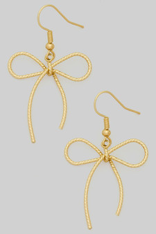 Textured Bow Drop Earrings