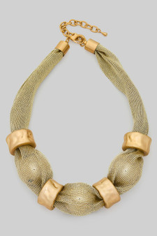 Gold Dipped Fabric Ccb And Ring Bandana Necklace