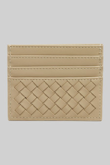 Woven Faux Leather Card Wallet