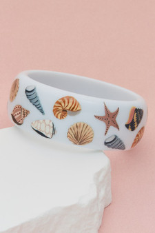 Beach Shell Print Bangle Bracelet