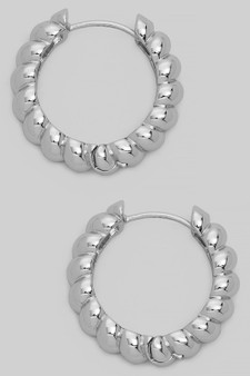 18K Gold Dipped Ripple Puff Hoop Earrings