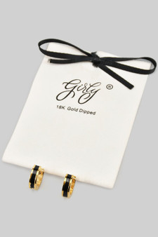 18K Gold Dipped Dainty Hoops With Colored Stripe