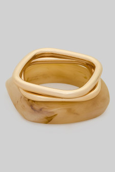 Metal Marble Multi Stackable Bracelet Set