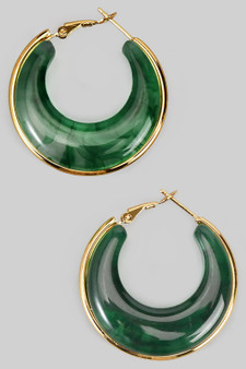 Brass Hinge Hoops With Acrylic Resin