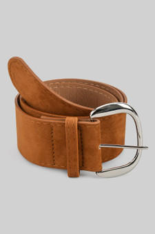 Felt Faux Leather Belt With Half Buckle