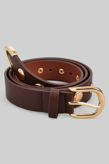 Round Studded Faux Leather Belt