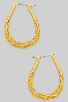 Lavish Textured Brass Weave Hoops