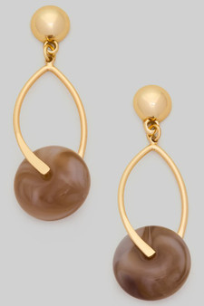 Gold Dipped Hypoallergenic Marble Bead Post Earrin
